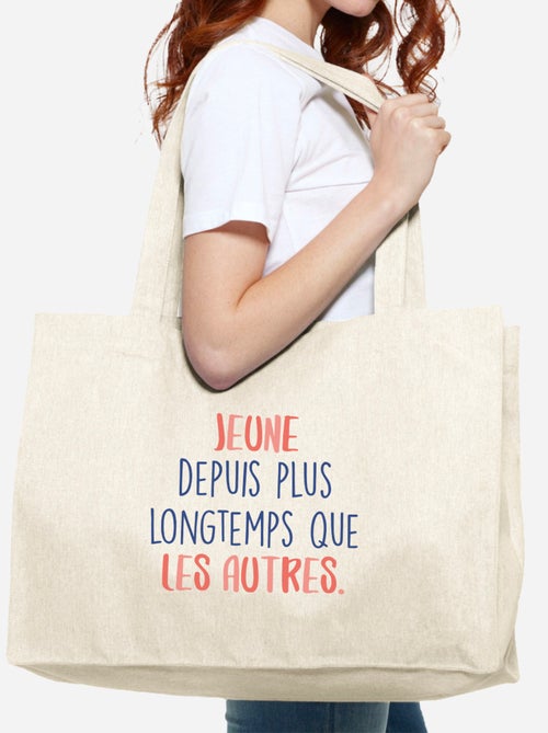 Grote shopper JEUNE DEPUIS PLUS LONGTEMPS ROSE - Kiabi Grote shopper JEUNE DEPUIS PLUS LONGTEMPS ROSE - Kiabi