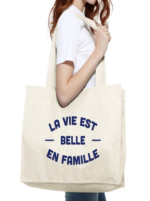 Grote shopper LA VIE EST BELLE EN FAMILLE 2 FACE - Kiabi Grote shopper LA VIE EST BELLE EN FAMILLE 2 FACE - Kiabi