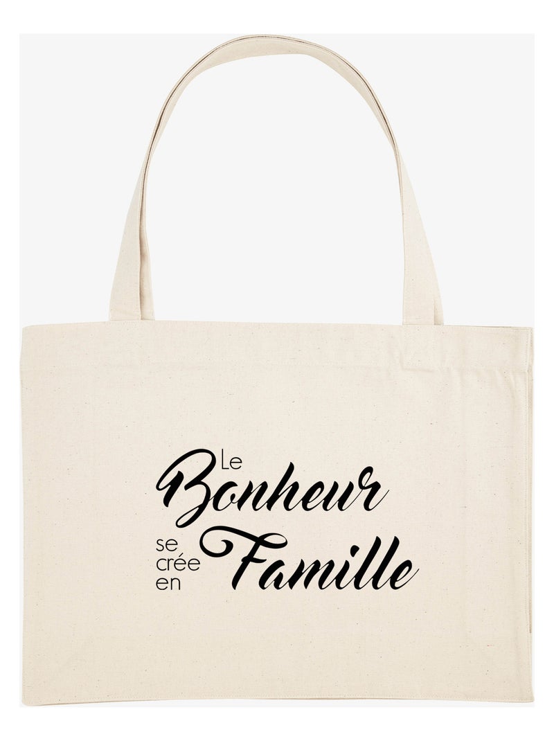 Grote shopper LE BONHEUR SE CRÉE EN FAMILLE Beige - Kiabi