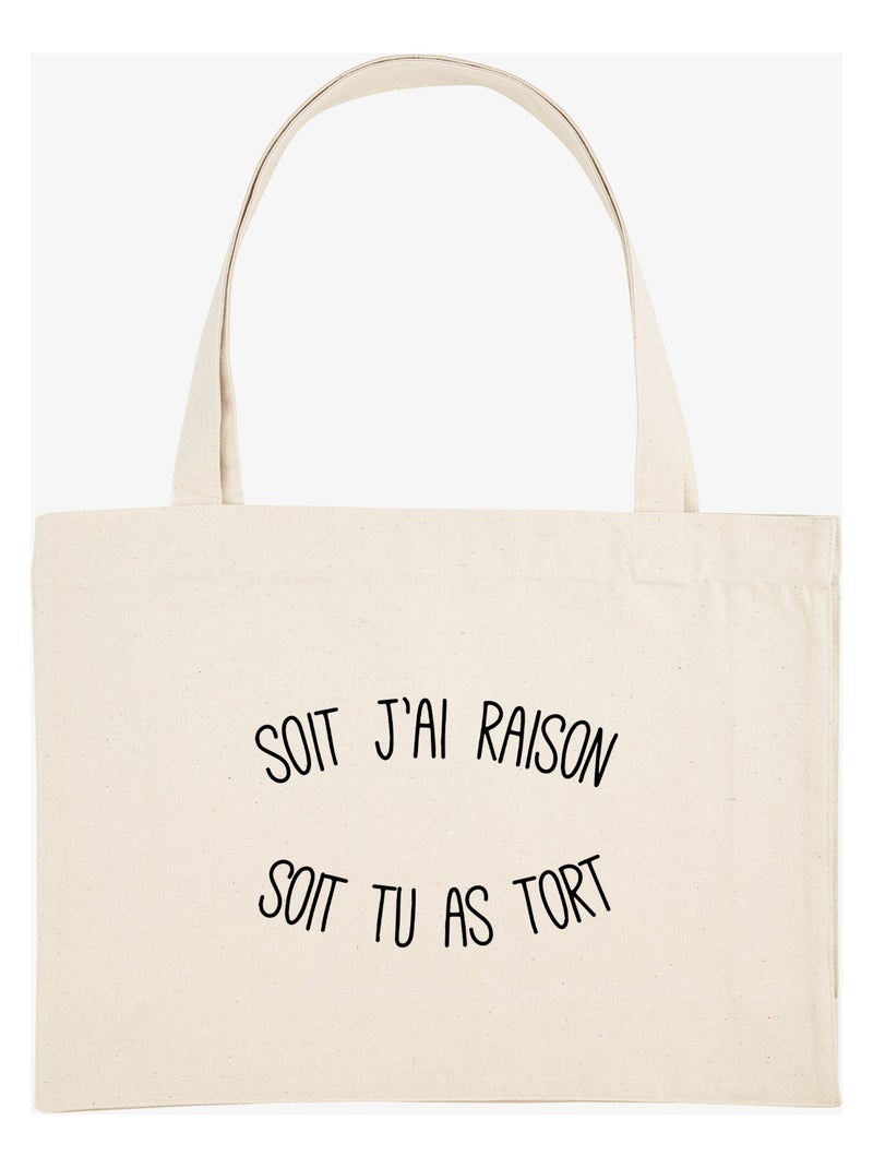 Grote shopper SOIT J'AI RAISON SOIT TU AS TORT Beige - Kiabi
