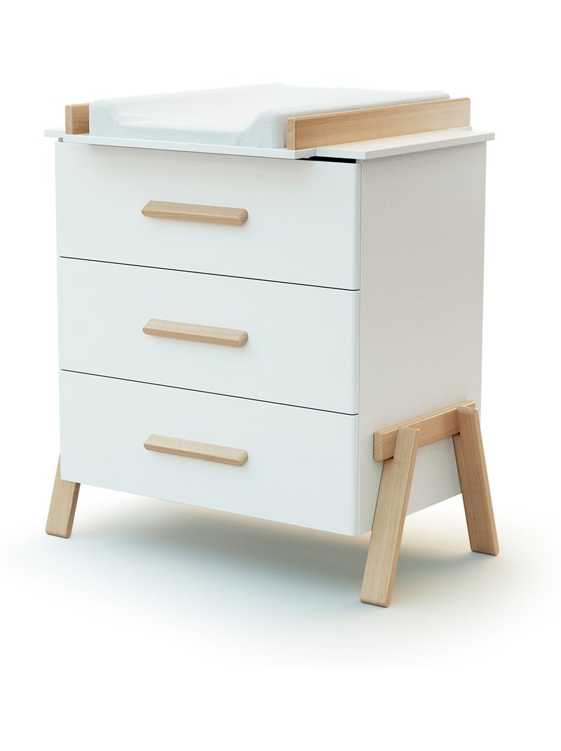 Grote slaapkamer met 3 houten laden Beige/Wit - Kiabi