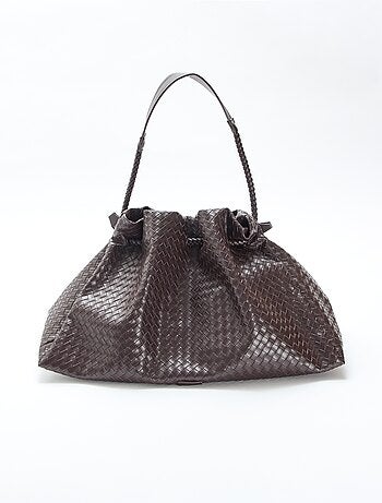 Grote tas van imitatieleer met gevlochten effect