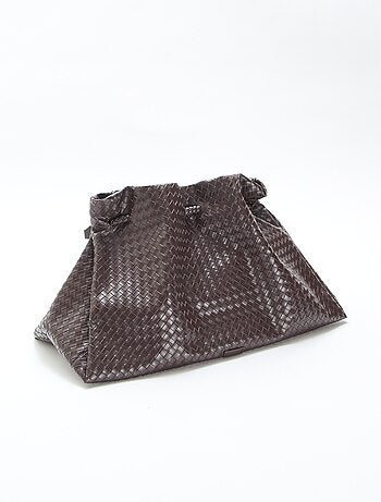 Grote tas van imitatieleer met gevlochten effect