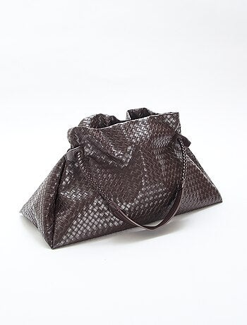 Grote tas van imitatieleer met gevlochten effect