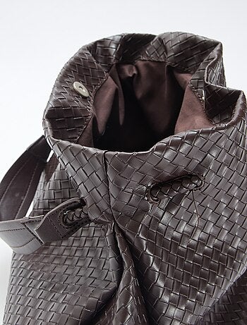 Grote tas van imitatieleer met gevlochten effect