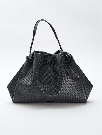 Grote tas van imitatieleer met gevlochten effect