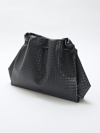 Grote tas van imitatieleer met gevlochten effect