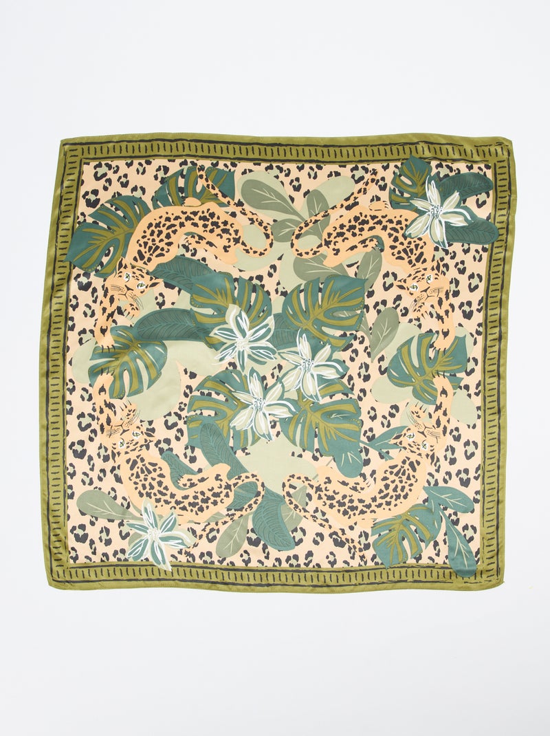 Grote vierkante foulard met motieven Groen - Kiabi