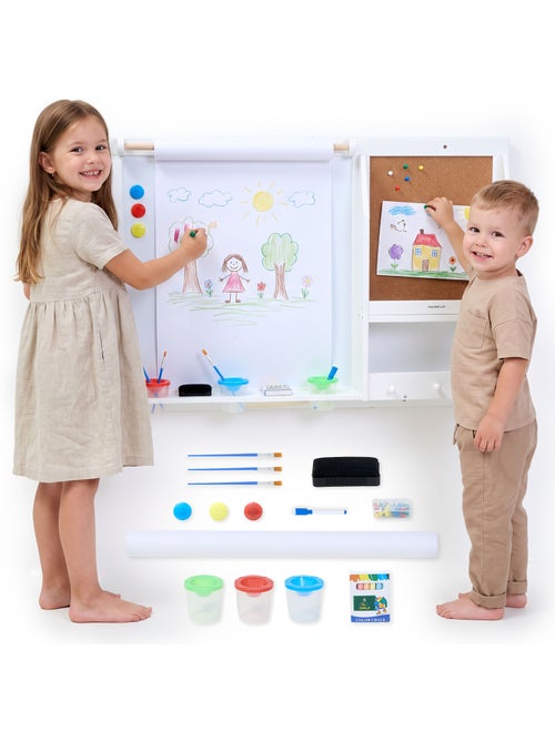 Grote wandtekenbord kind 90x60cm magnetisch papierrol kurk mamabrum - Kiabi Grote wandtekenbord kind 90x60cm magnetisch papierrol kurk mamabrum - Kiabi