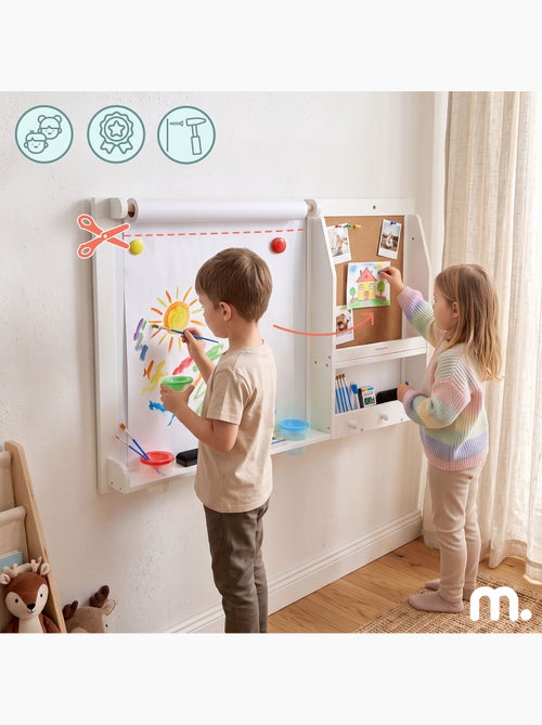 Grote wandtekenbord kind 90x60cm magnetisch papierrol kurk mamabrum - Kiabi Grote wandtekenbord kind 90x60cm magnetisch papierrol kurk mamabrum - Kiabi