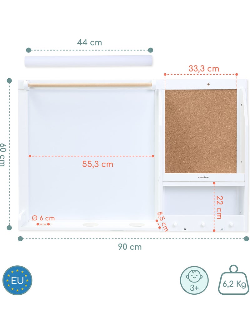 Grote wandtekenbord kind 90x60cm magnetisch papierrol kurk mamabrum N.v.t. - Kiabi