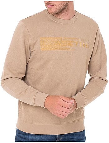 Guess beige geborduurde heren sweatshirt