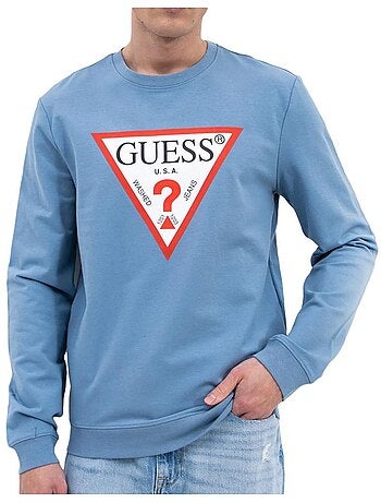 Guess heren sweatshirt met driehoekig logo - marineblauw