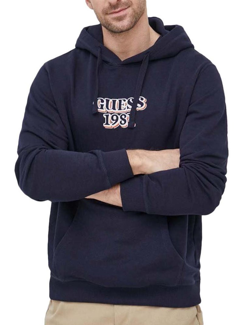 Guess heren hoodie marineblauw geborduurd Marineblauw - Kiabi