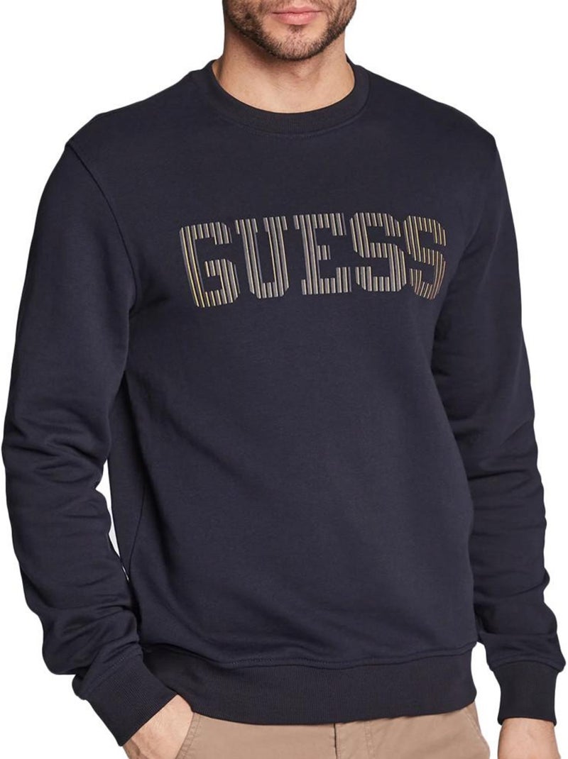 Guess heren sweatshirt marineblauw fleece Marineblauw - Kiabi