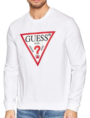 Guess heren sweatshirt met driehoekig logo - marineblauw