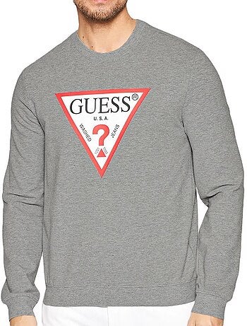 Guess heren sweatshirt met driehoekig logo - marineblauw
