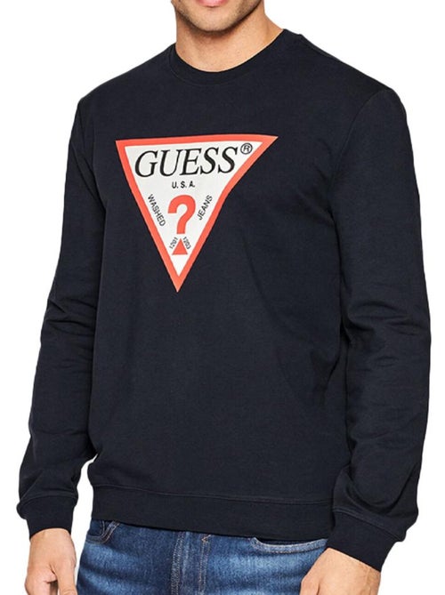 Guess heren sweatshirt met driehoekig logo - marineblauw - Kiabi Guess heren sweatshirt met driehoekig logo - marineblauw - Kiabi