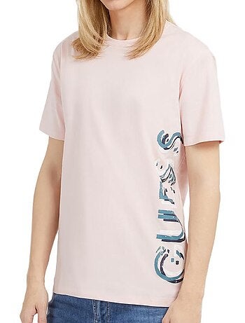 Guess heren t-shirt met verticale roosprint