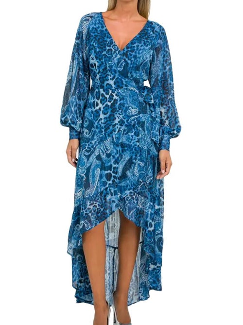 Guess nuovo bahia damesjurk met blauw patroon - Kiabi