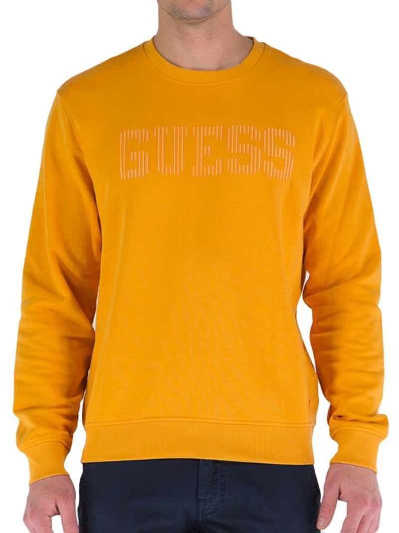 Guess oranje heren sweatshirt - comfortabele fleece trui Oranje - Kiabi