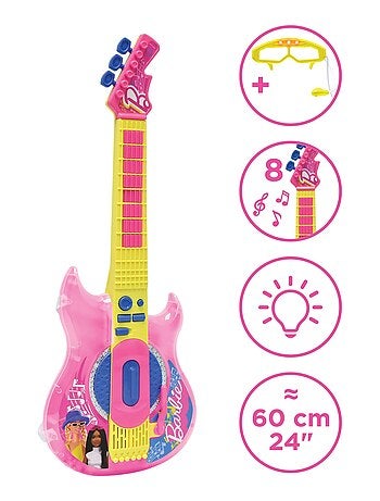 Guitare électronique lumineuse avec lunettes et micro barbie