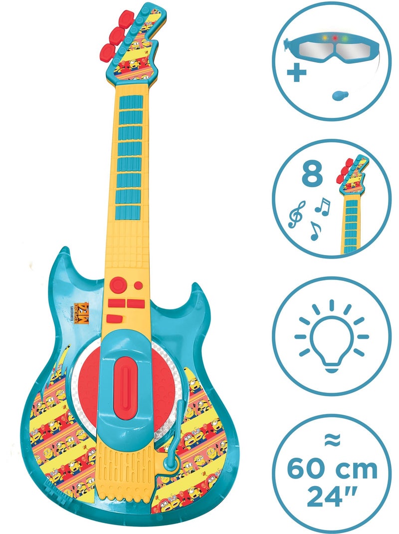 Guitare électronique lumineuse avec lunettes et micro minions Bleu - Kiabi