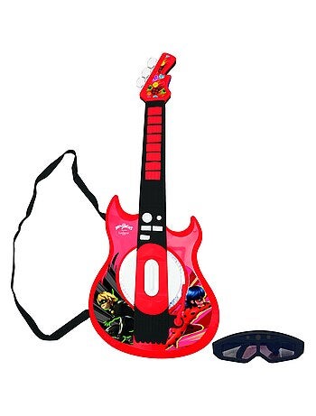 Guitare électronique lumineuse avec lunettes et micro miraculous
