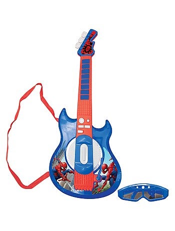 Guitare électronique lumineuse avec lunettes et micro spider-man