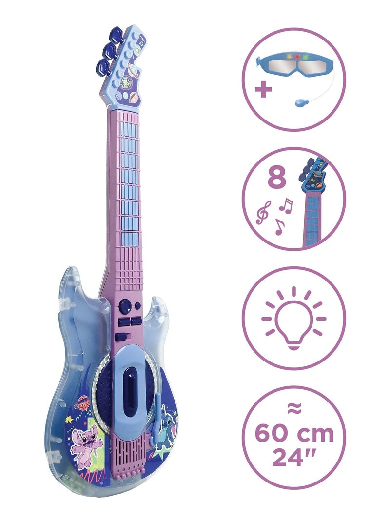 Guitare électronique lumineuse avec lunettes et micro stitch Bleu - Kiabi