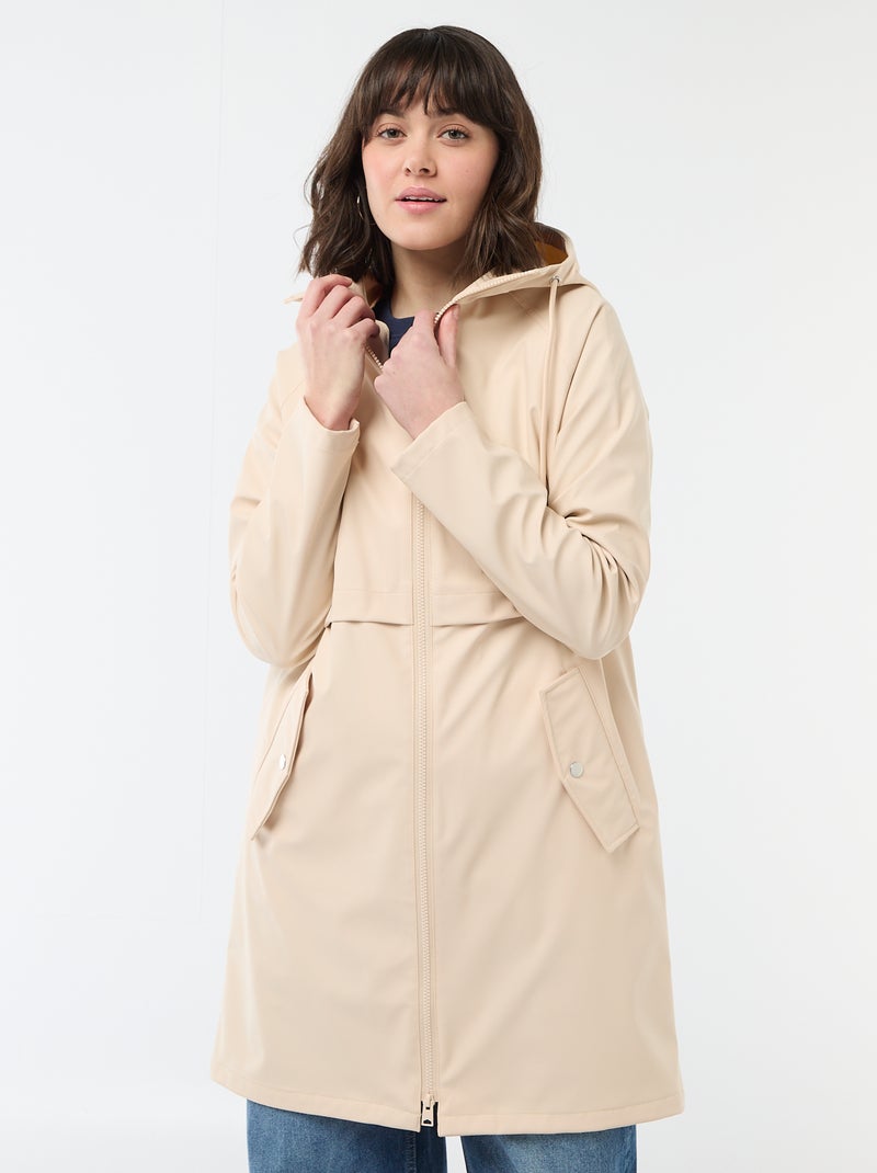Gummy parka met capuchon Biege - Kiabi