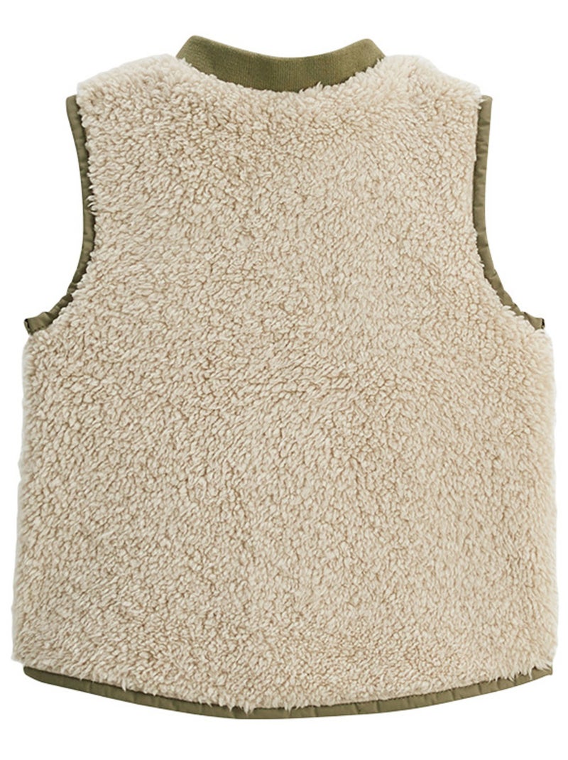 Gustin mouwloze Sherpa-jas voor kinderen Beige - Kiabi