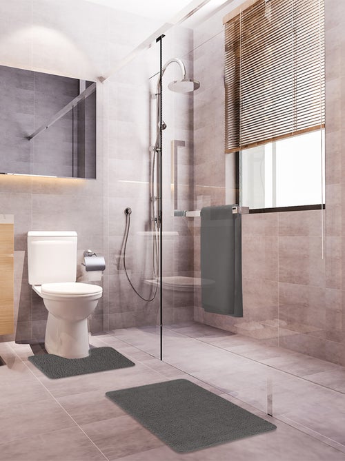 Guy Levasseur - Lot de 2 tapis de bain polyester 50x80cm + 50x40cm - Kiabi Guy Levasseur - Lot de 2 tapis de bain polyester 50x80cm + 50x40cm - Kiabi