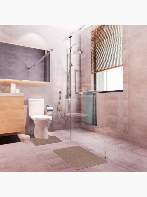 Guy Levasseur - Lot de 2 tapis de bain polyester 50x80cm + 50x40cm - Kiabi Guy Levasseur - Lot de 2 tapis de bain polyester 50x80cm + 50x40cm - Kiabi