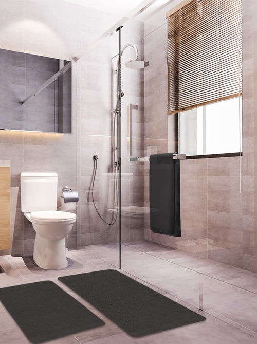 Guy Levasseur - Lot de 2 tapis de bain polyester 60x120cm + 50x80cm - Kiabi