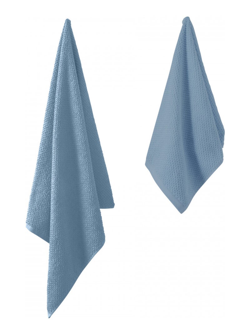 Guy Levasseur - Lot serviette de bain 70x140 et serviette de toilette 50x90 Bleu - Kiabi