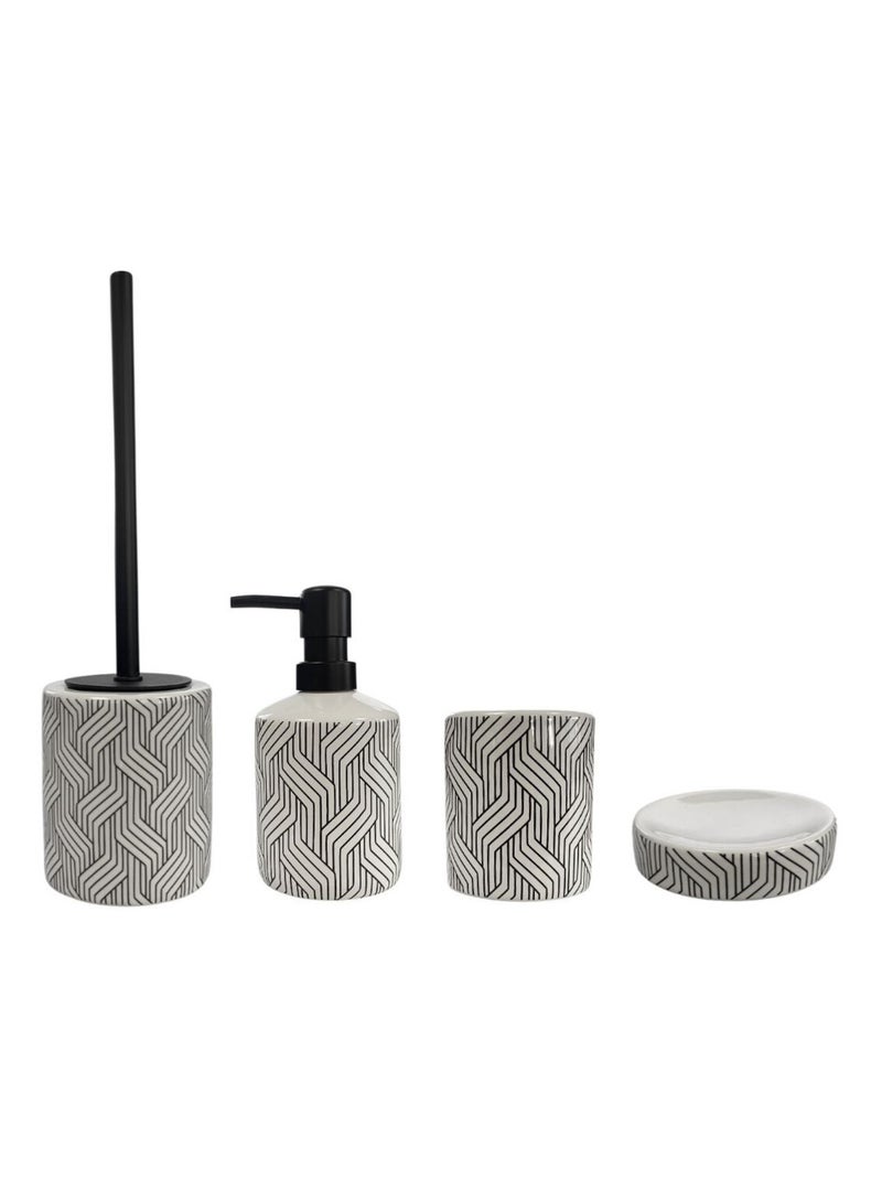 Guy Levasseur - Set salle de bain graphique 4 pièces céramique Noir Blanc - Kiabi