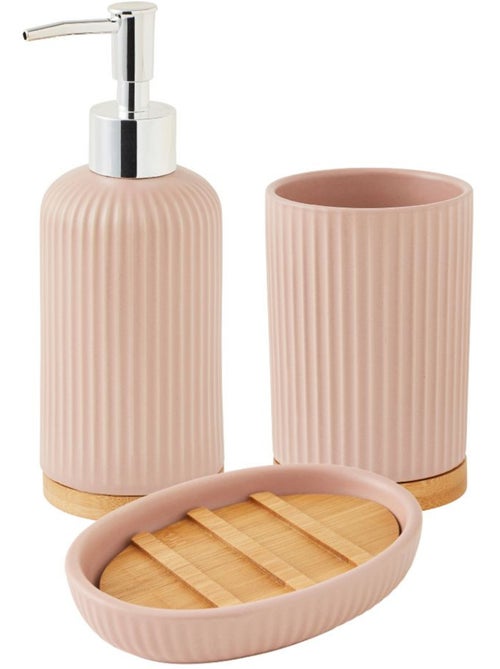 Guy Levasseur - Set salle de bain strié 3 pièces céramique bambou - Kiabi