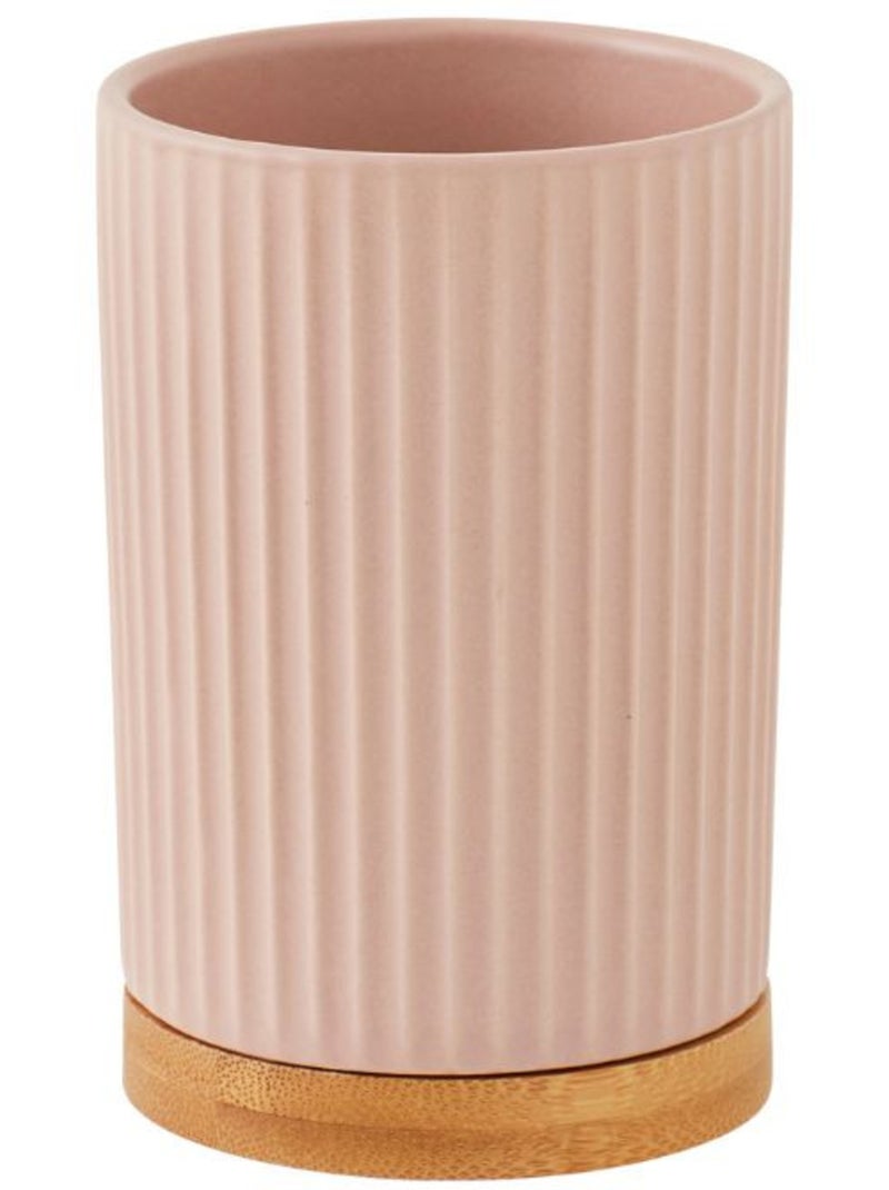Guy Levasseur - Set salle de bain strié 3 pièces céramique bambou Rose fushia - Kiabi