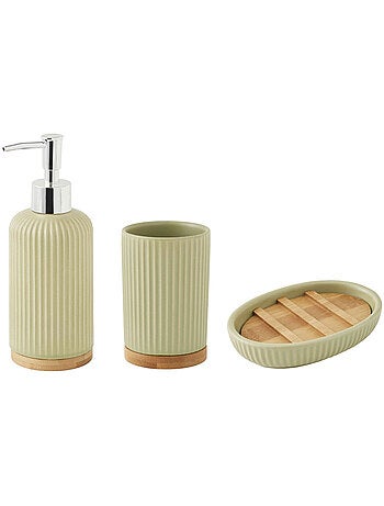 Guy Levasseur - Set salle de bain strié 3 pièces céramique bambou