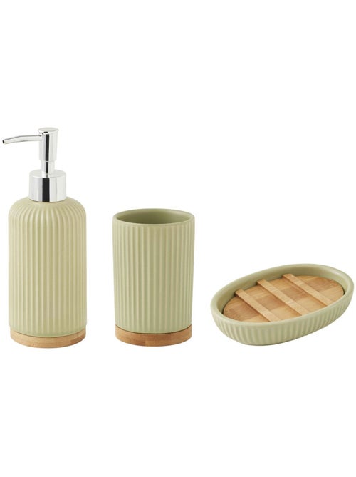 Guy Levasseur - Set salle de bain strié 3 pièces céramique bambou - Kiabi