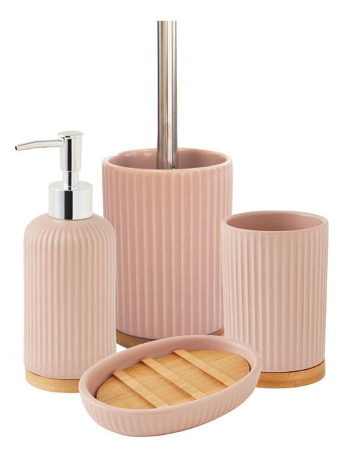 Guy Levasseur - Set salle de bain strié 4 pièces céramique bambou - Kiabi