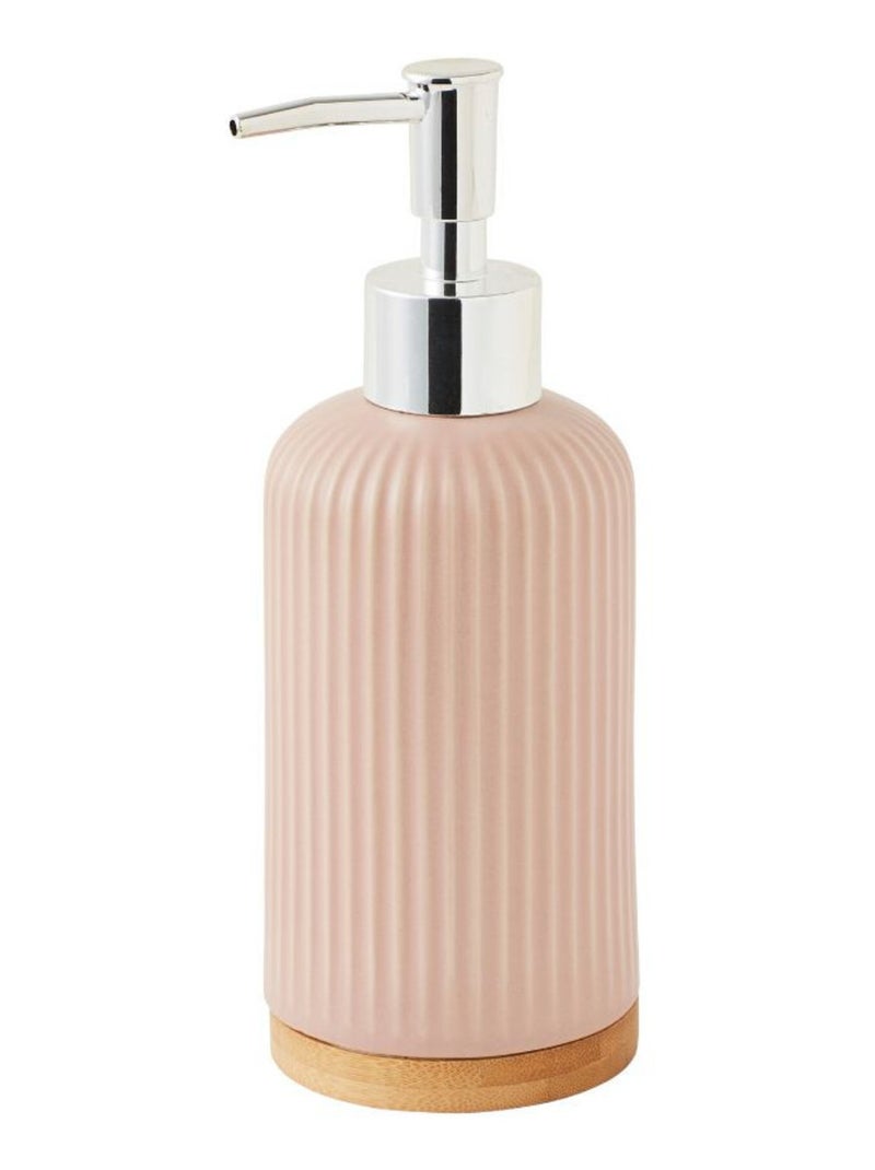 Guy Levasseur - Set salle de bain strié 4 pièces céramique bambou Rose - Kiabi