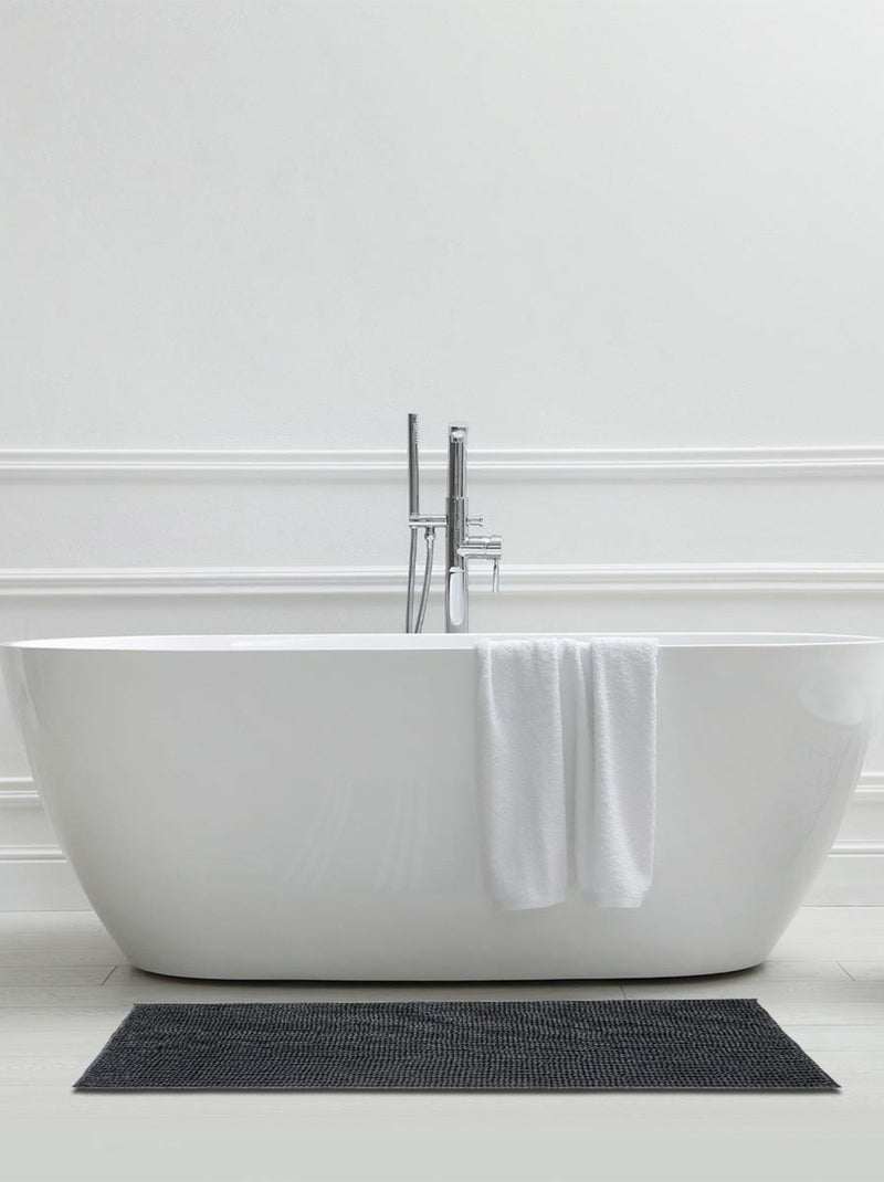 Guy Levasseur - Tapis de bain chenille 60x180 en polyester uni gris anthracite - Kiabi