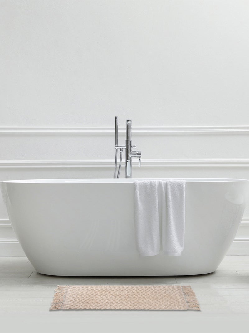 Guy Levasseur - Tapis de bain déco à franges en coton Ecru - Kiabi