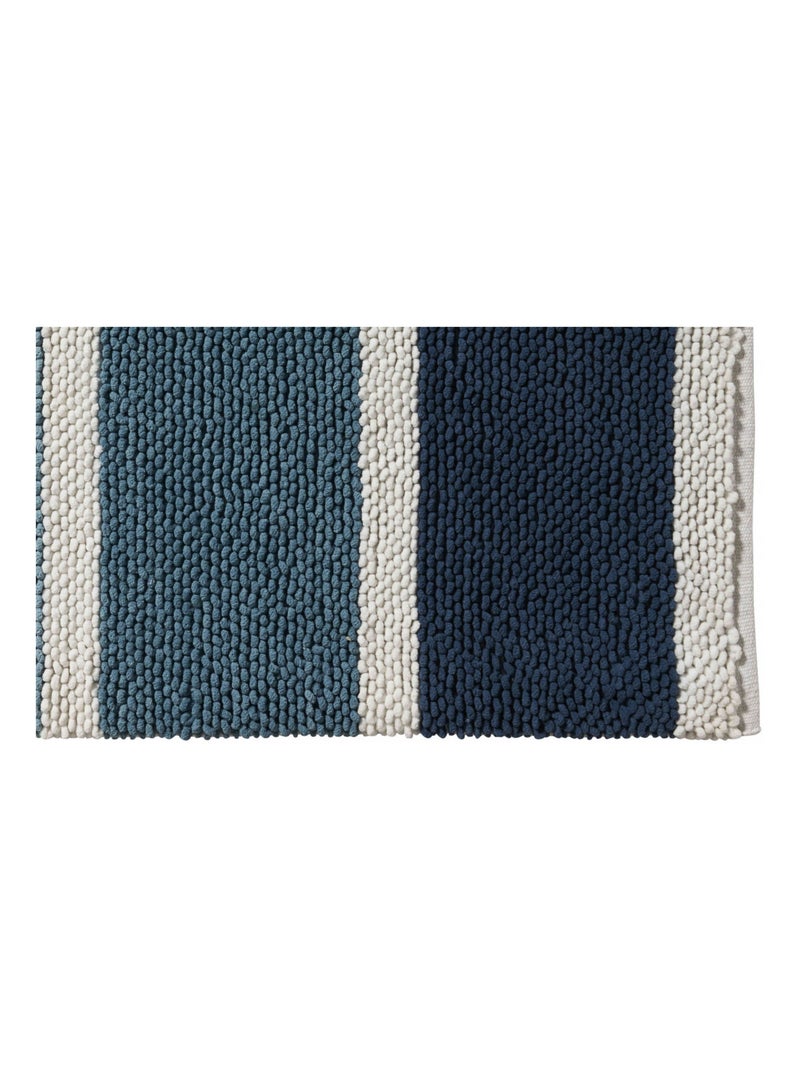 Guy Levasseur - Tapis de bain déco à rayures en polycoton Bleu - Kiabi