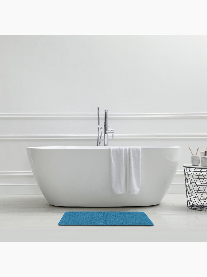 Guy Levasseur - Tapis de bain uni 50x80 en polyester Bleu méditerranée - Kiabi