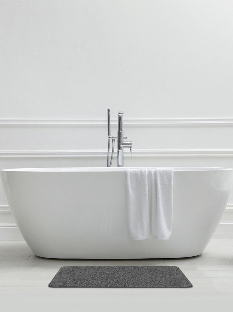Guy Levasseur - Tapis de bain uni 50x80 en polyester gris anthracite - Kiabi