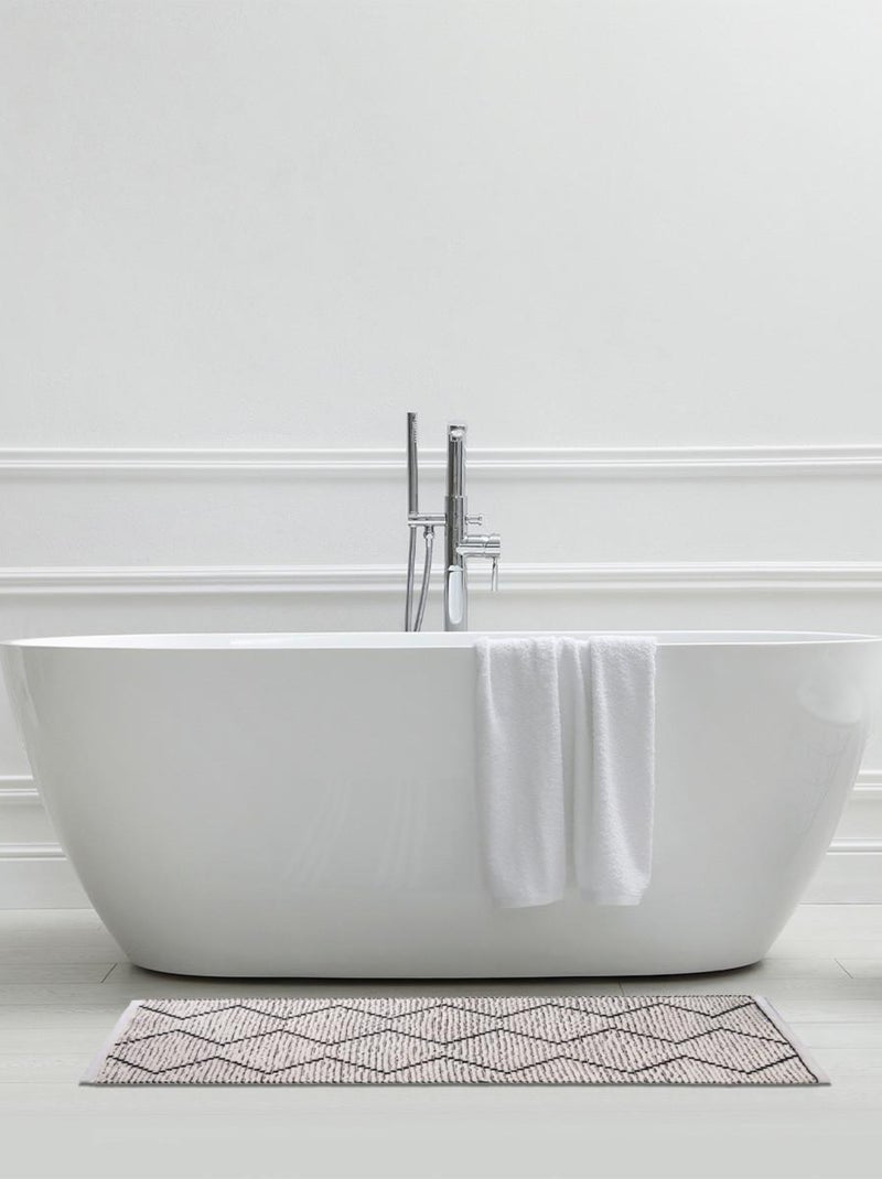 Guy Levasseur - Tapis de bain zigzag 60x120 en polycoton Blanc - Kiabi