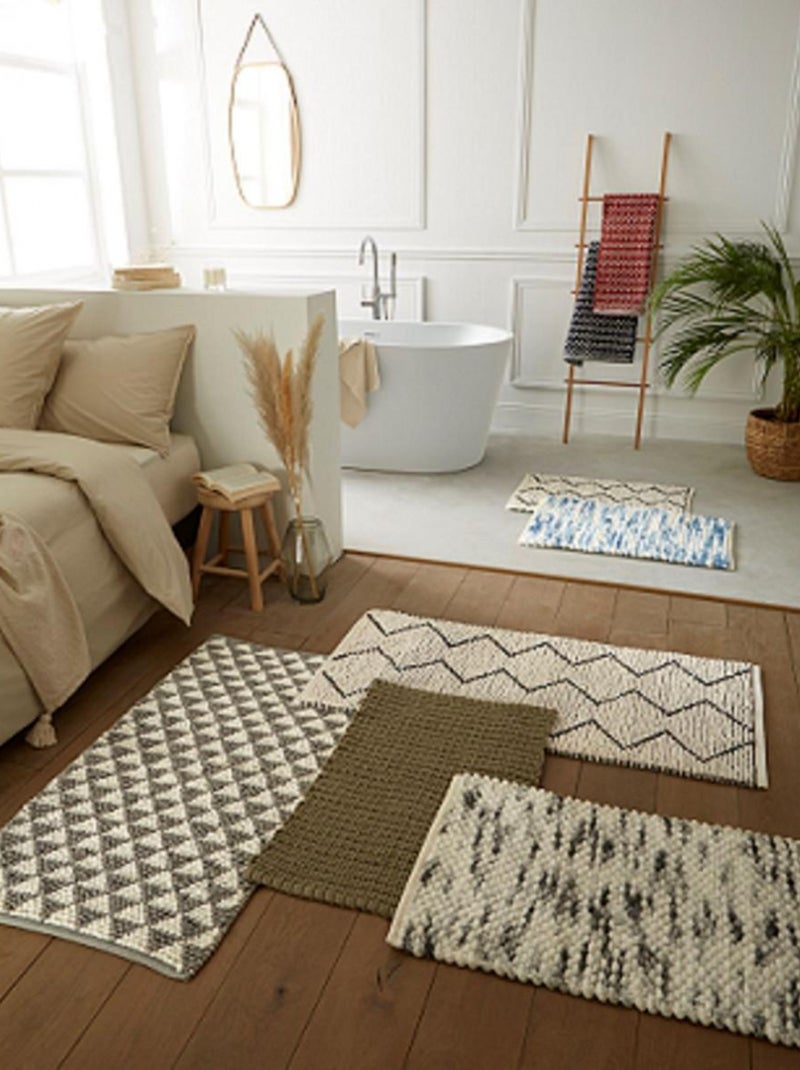 Guy levasseur - tapis de bain zigzag en polycoton Blanc - Kiabi
